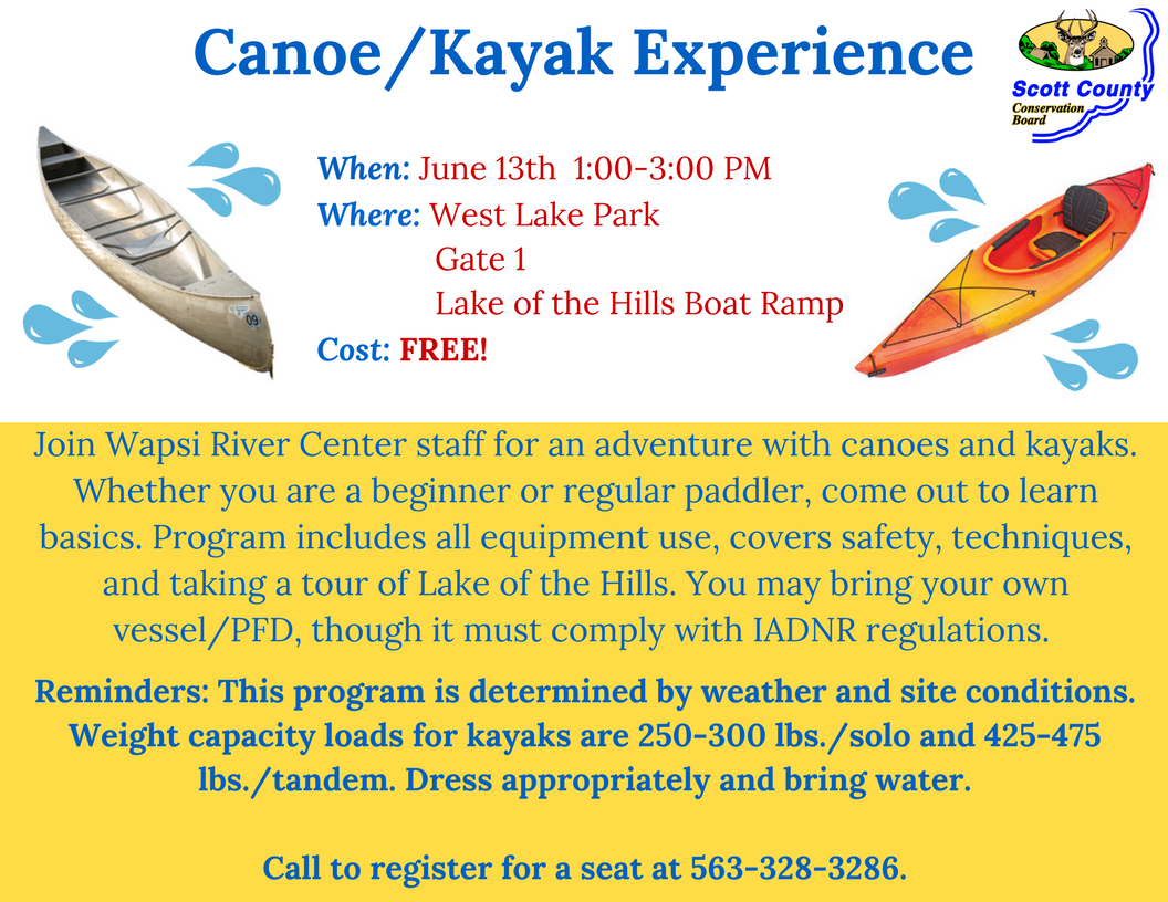 Kayak Experience at West Lake Park Scott County, Iowa